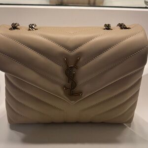 Yves Saint Laurent Cream Quilted Shoulder Bag